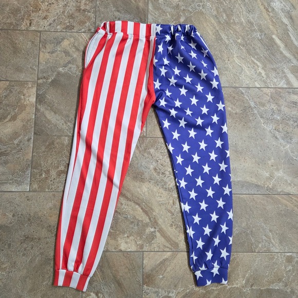 American Flag Joggers Patriotic USA Pride Stars Stripes Mens Medium - Picture 1 of 9